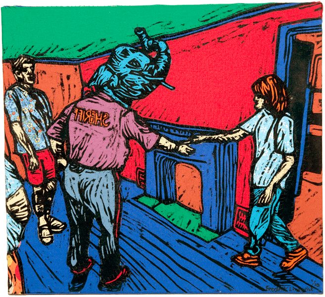 Fredrik Lindqvist- Holzschnitte auf Stoff - woodcuts on textil